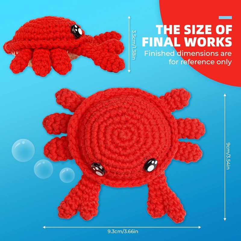 IPTEK Crochet Kit for Beginners, Learn to Crochet, Include Easy Knitting Soft Yarn, Step-by-Step Video Tutorial, Hook, Holiday Birthday Gift for Adults and Kids(2 Pack Crab) - Image 5